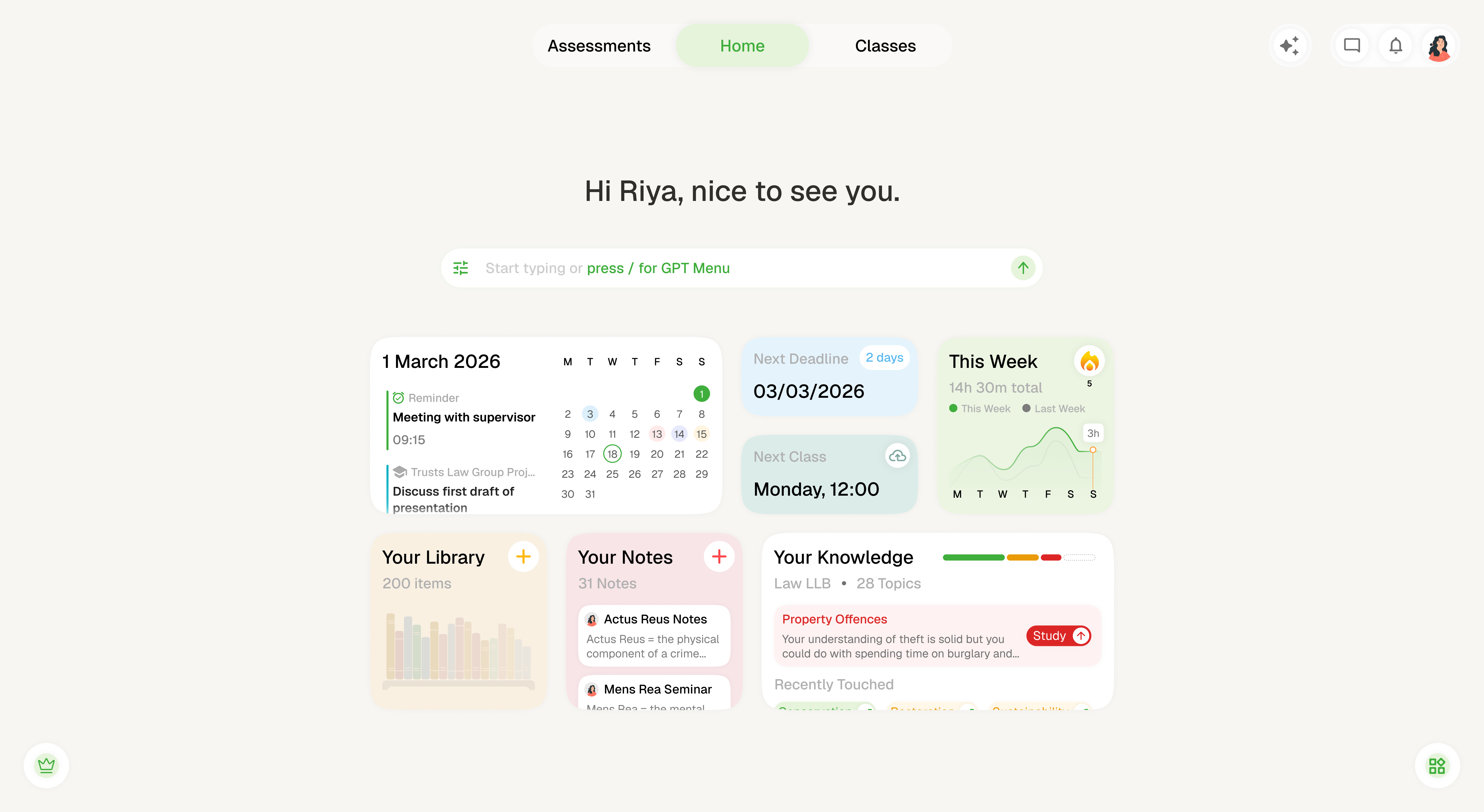The Desk dashboard